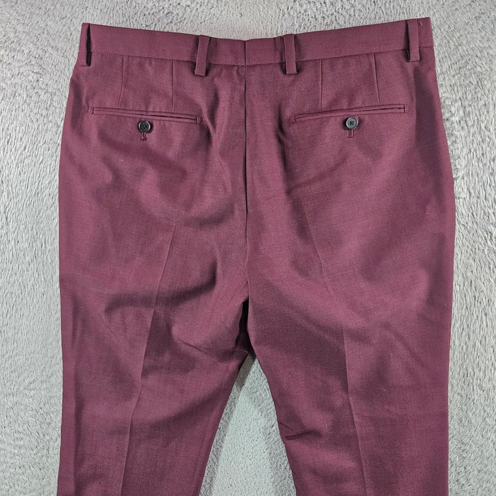Next Tailoring Mens Burgundy Wool Rich Blend Dress Pants 34x31 - Picture 7 of 11